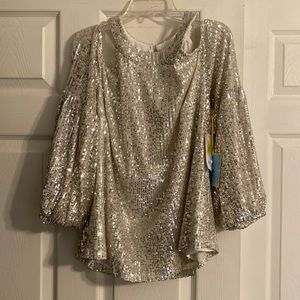 Cece cold shoulder sequin top